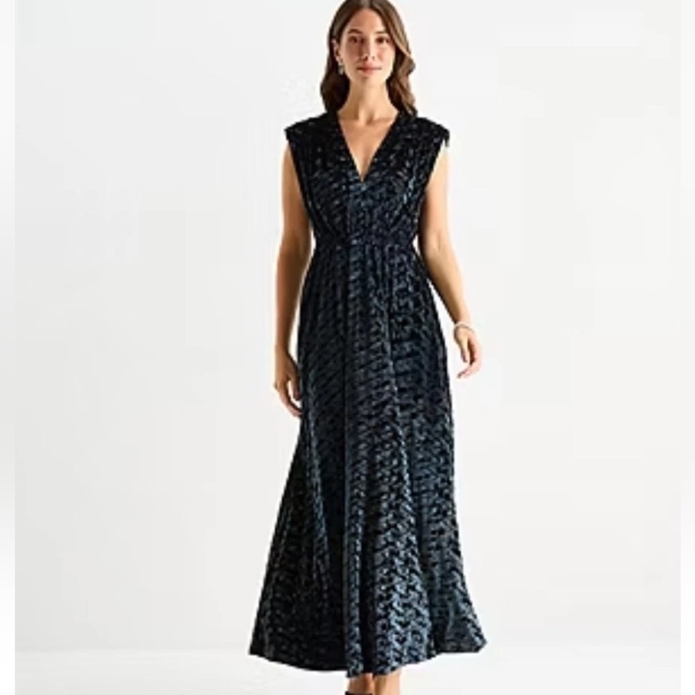 Sam and Jess Textured Burnout Velvet Maxi Dress Sz 16 NWT